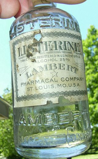 Vintage Listerine Bottle By Lambert Pharmical Co. ,  St.  Louis.  Paper Label