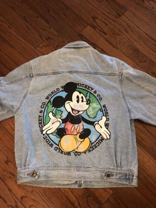 Vintage Walt Disney Mickey & Co.  Denim Jean Jacket W/ Mickey Mouse Sz L