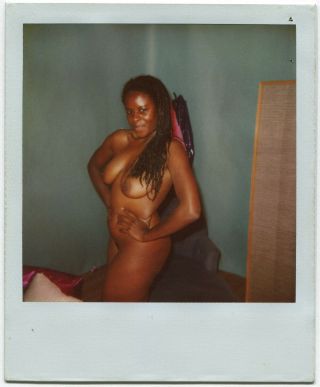 Found Photo Polaroid Nude Black Woman Busty Thick Hot 1990s Risque Vtg Snapshot
