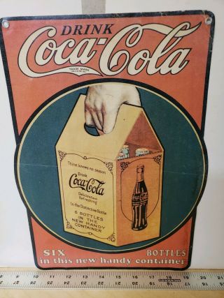Vintage Coca Cola Cardboard Paper Sign Antique Diner Soda Fountain Orig