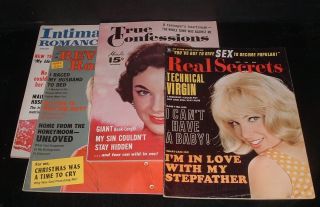 Lqqk 4 Vintage 1950s/1967 Romance Sleaze Magazines,  Real Secrets,  Etc.