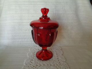 Vintage Viking Ruby Red Candy Dish With Lid And Label