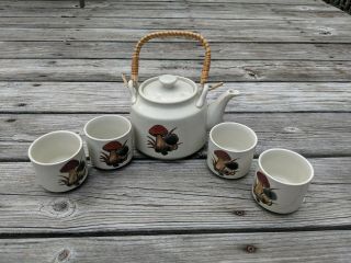Vintage Japanese Otagiri Mushroom Tea Set,  Teapot And Tea Cups