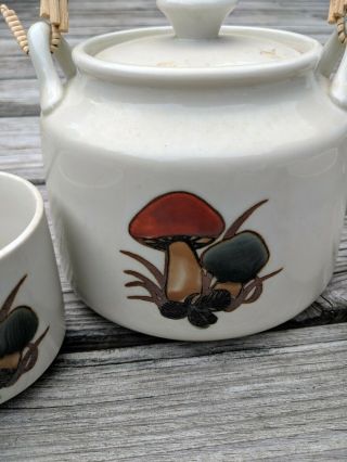 Vintage Japanese Otagiri Mushroom tea set,  teapot and tea cups 5