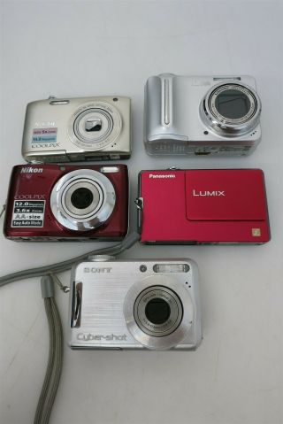 5x Point & Shoot Digital Cameras - Panasonic,  Sony,  Nikon,  Kodak P/r