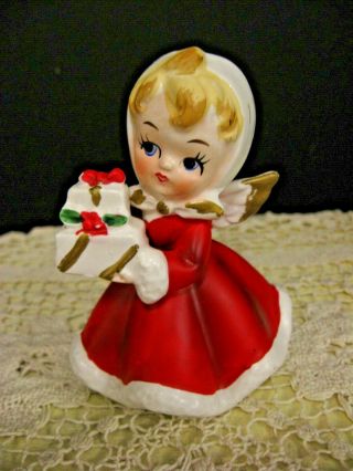 Vintage Napcoware Napco Ceramic Christmas Figurine Angel With Package Napco Tag