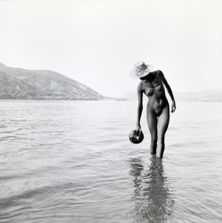 Vintage 6x6 B&w Negative Naked Girl In The Lake Nudes 1980’s Hungary