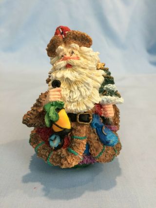 Vintage Christmas Crinkle Claus Santa With Tree,  1995
