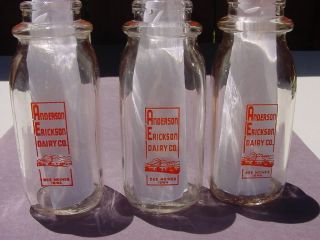 3 - Vintage Anderson Erickson Dairy 1/2 Pint Milk Bottle (des Moines,  Iowa)