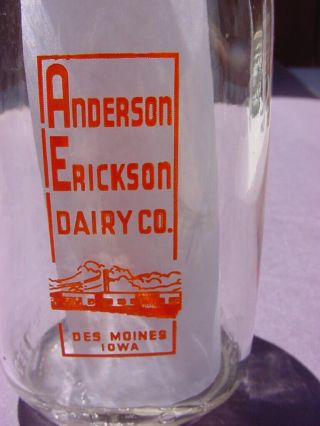 3 - VINTAGE ANDERSON ERICKSON DAIRY 1/2 PINT MILK BOTTLE (DES MOINES,  IOWA) 4