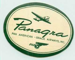 Panagra Pan American Grace Vintage Airline Aviation Luggage Label