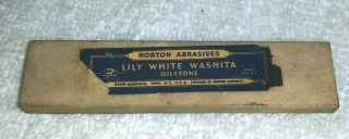 Vintage Norton Abrasives Lily White Washita Oilstone 3.  5 "