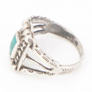 VTG Sterling Silver - NAVAJO Hand Stamped Turquoise Ring Size 5 - 3g 4