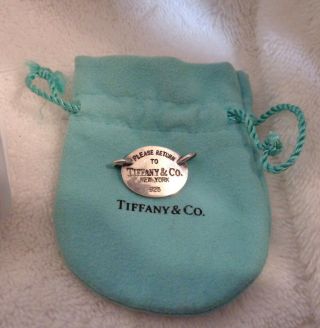 Vintage Please Return To Tiffany.  925 Silver Bracelet Tag With Bag 6.  4 Grams