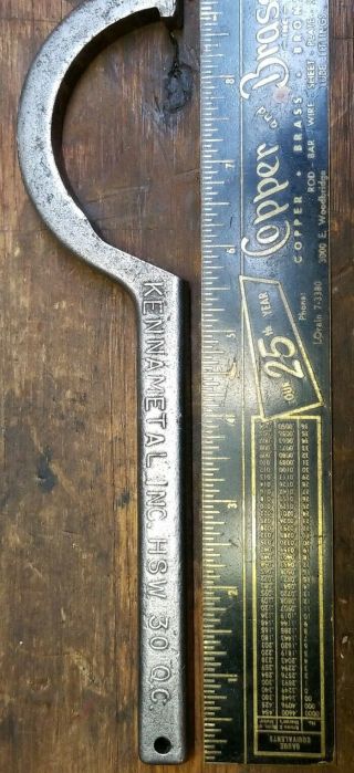 Vintage Kennametal Inc.  9 " Spanner Wrench 3 " Opening Hsw 30 Qc Collectable
