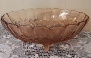 Vintage Indiana Glass Harvest Grape Pink Footed Fruit Bowl Centerpiece