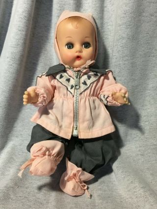 Vintage Tagged Vogue Ginnette Doll Clothes,  Snowsuit Booties,  Hat,  Jacket