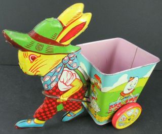 Vintage J.  Chein Tin Litho Easter Bunny Rabbit Toy Approx.  7 3/4 Tall X 7 3/4 W