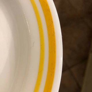 Set of 6 Vintage Corelle Yellow Stripe Citrus Rim Soup Bowls 8 1/2 