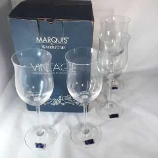 Marquis By Waterford Set Of 4 Vintage White Wine Glasses Tulip Shape