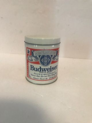 Vintage 1987 Anheuser - Busch Budweiser Beer Tin Container Can Collectable