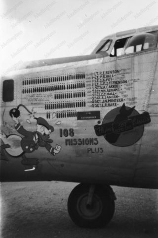 1940s Wwii 380th Bomber Group Plane Nose Art Vintage 2 " Negative Yj3