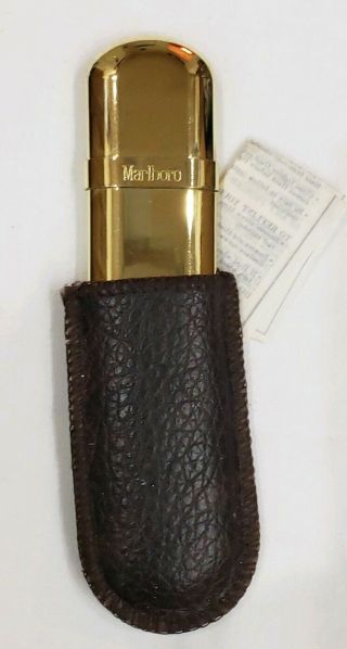 Vintage Marlboro Brass No.  6 Cigarette Lighter With Pouch Vgc