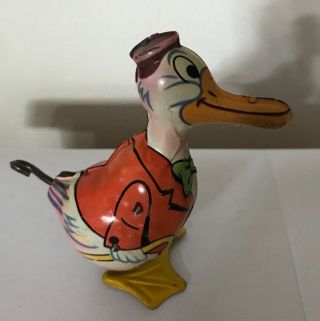 Vintage J.  Chein & Co.  Mechanical Tin Duck Wind Up Toy