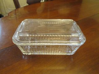 Vintage Cut Glass One Pound Butter Dish Top & Bottom Ribbed