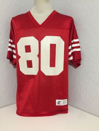 Vintage Logo Athletic Nfl San Francisco 49ers Jerry Rice 80 Jersey Sz M Red