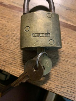 Vintage Brass Reese Cylinder Padlock Lock With Key 3