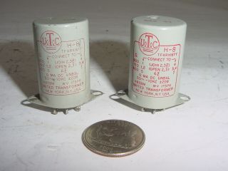 2 Vintage Nos Utc H - 8 Tube Amplifier Miniature Audio Output Transformer Pair