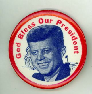 1961 Vintage President John F.  Kennedy Inauguration Pinback Button Bless