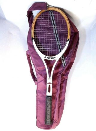 Vintage Slazenger Omega Wood Fiber Reinforced Tennis Racquet Padded Carry Bag