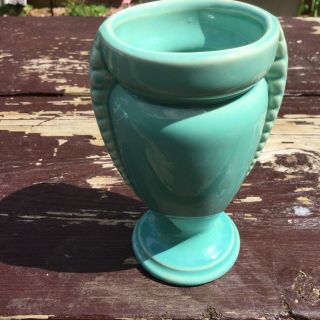 Vintage Shawnee? Pottery Usa Vase 5.  25” Tall Turquoise,  Aqua