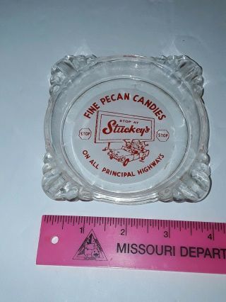 Vintage Stuckey ' s Glass Ashtray Fine Pecan Candies Stop at Stuckey ' s on Highways 2