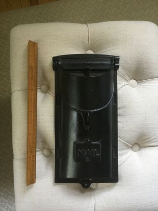 Antique/ Vintage Cast Iron Wall Hung Mailbox - Black
