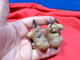 Vintage Leather Boxing Gloves - Antique Old Sports Miniature 2