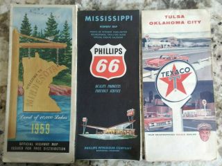 5 Vintage Road Maps 1959 - 65 for their age mostly gas station maps 3