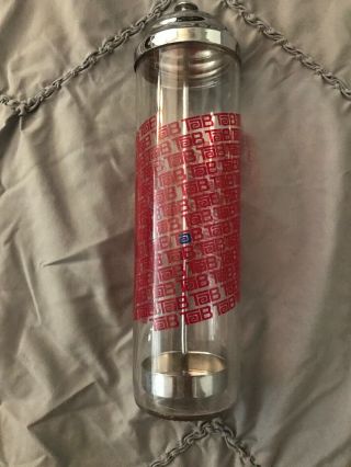Vtg Tab Coca Cola Soda Metal/glass Drinking Straw Dispenser Holder Jar