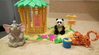 Vintage 1993 Littlest Pet Shop Zoo Jungle Bunch Playset Elephant,  Panda,  Leopard,