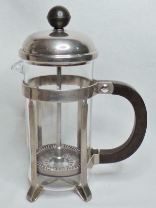 Vintage Made In France French Press Coffee Espresso Stainless Chrome Glass 12oz