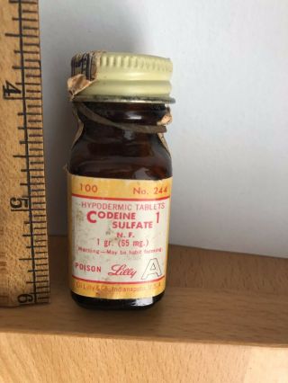 Vintage Codeine Tablets Medicine Bottle Eli Lilly