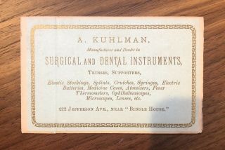 Advertising / Trade Card - Surgical & Dental Instruments Kuhlman Vintage