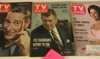 3 Vintage/antique 1960 Tv Guides,  Jan/feb,  October,  December