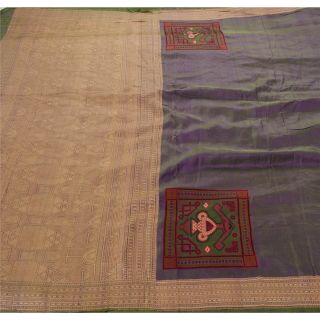 Sanskriti Vintage Purple Saree 100 Pure Silk Woven Craft Fabric Premium Sari
