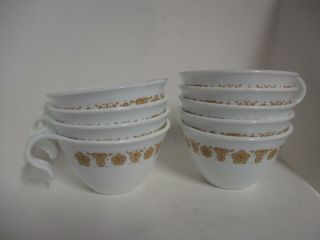 Vintage Corelle Butterfly Gold Stackable Coffee Mugs Set Of 9