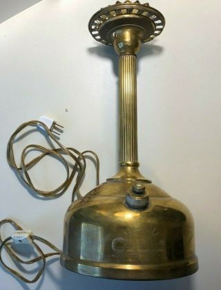 Vintage Brass Kerosene\oil Lamp Converted To Electrical (no Shade)