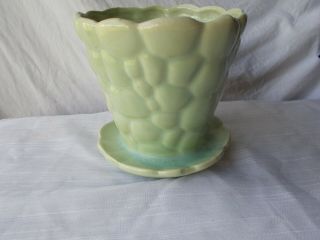Vintage McCoy Green Pebble Flower Pot Planter 303/5 2