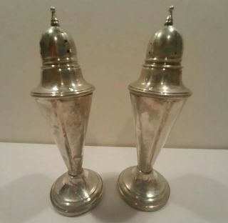 Vintage Weighted Sterling Silver Tall Salt And Pepper Shaker Set
